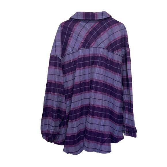 NWT Lane Bryant Purple & Lavender Plaid Button-Up Shirt Size 34/36 flannel NEW - Picture 2 of 7